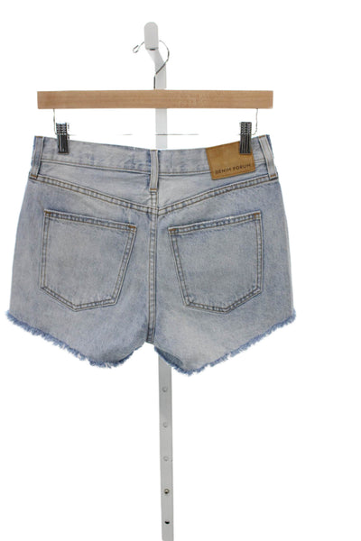 Denim Forum Womens Cut-Off Shorts Blue Organic Cotton Button Size 25