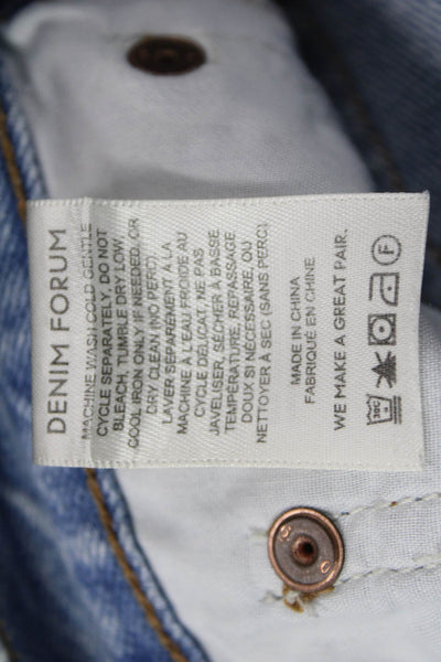 Denim Forum Womens Cut-Off Shorts Blue Organic Cotton Button Size 25