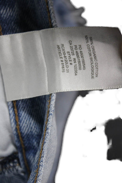 Denim Forum Womens Cut-Off Shorts Blue Organic Cotton Button Size 25