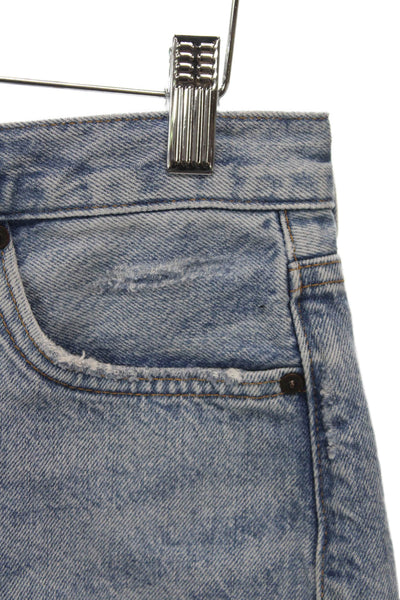 Denim Forum Women Cut-Off Blue Organic Cotton Distressed Button Shorts Size 25