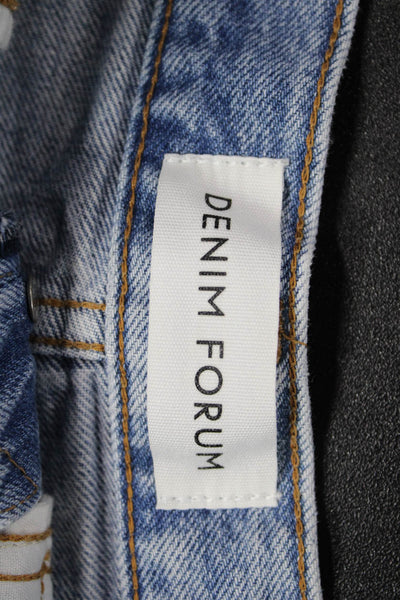 Denim Forum Women Cut-Off Blue Organic Cotton Distressed Button Shorts Size 25