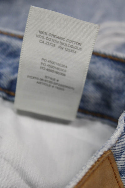 Denim Forum Women Cut-Off Blue Organic Cotton Distressed Button Shorts Size 25