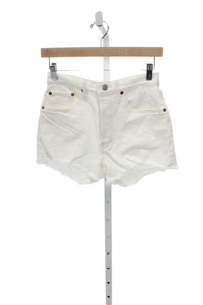 Levis Women Cut-Off White Shorts Button 97% Cotton Size 26