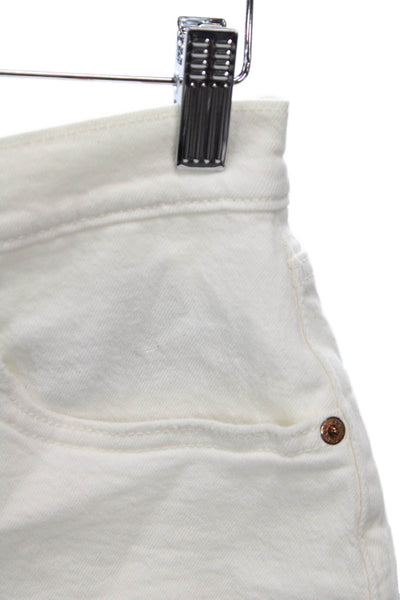 Levis Women Cut-Off White Shorts Button 97% Cotton Size 26