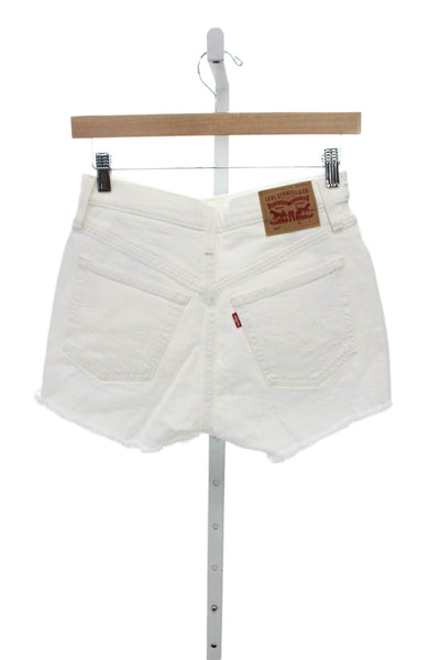 Levis Women Cut-Off White Shorts Button 97% Cotton Size 26