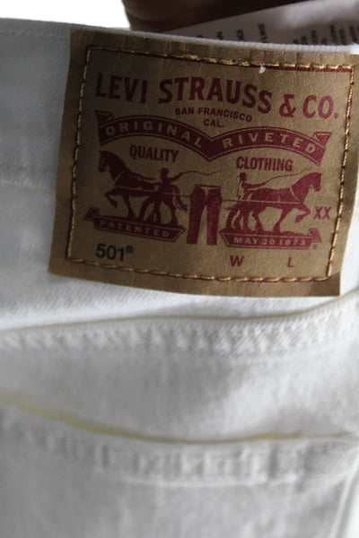 Levis Women Cut-Off White Shorts Button 97% Cotton Size 26