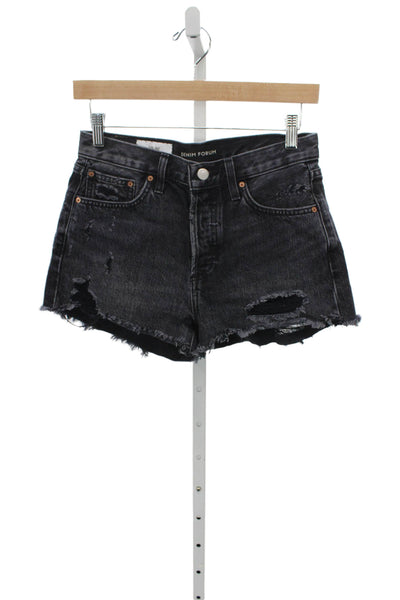 Denim Forum Womens Cut-Off Black Organic Cotton Shorts Size 25