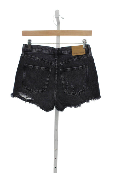 Denim Forum Womens Cut-Off Black Organic Cotton Shorts Size 25