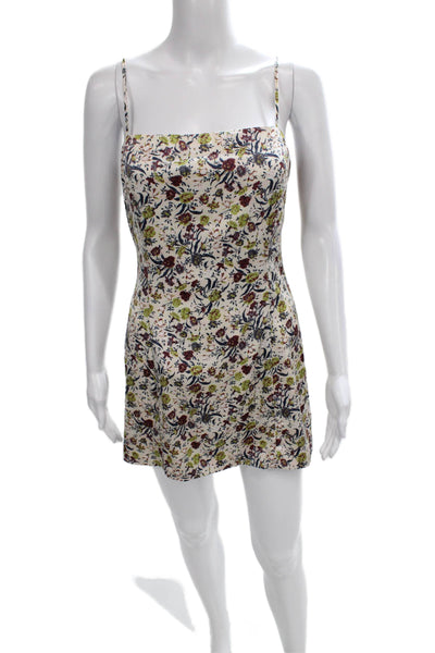 Sunday Best Women Beige Square Neck Floral Slip Dress Size 10