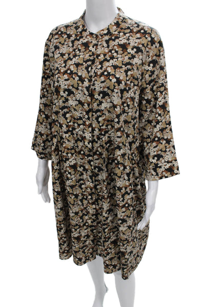 Tuckernuck Women Shirt Dress Multicolor Floral 3/4 Sleeve Size 2XL