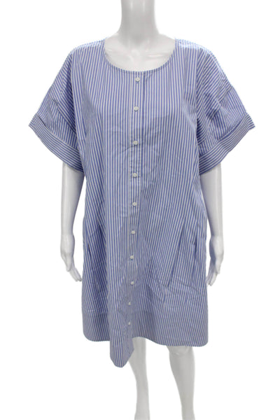 J Crew Women Plus Shirt Dress Striped Nautical Blue Short Sleeve Size 22