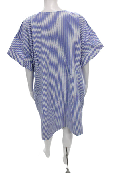 J Crew Women Plus Shirt Dress Striped Nautical Blue Short Sleeve Size 22