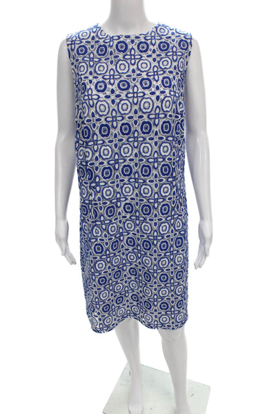 BB Dakota Womens Plus Shift Dress Blue Cotton Sleeveless Geometric Knee Size 18