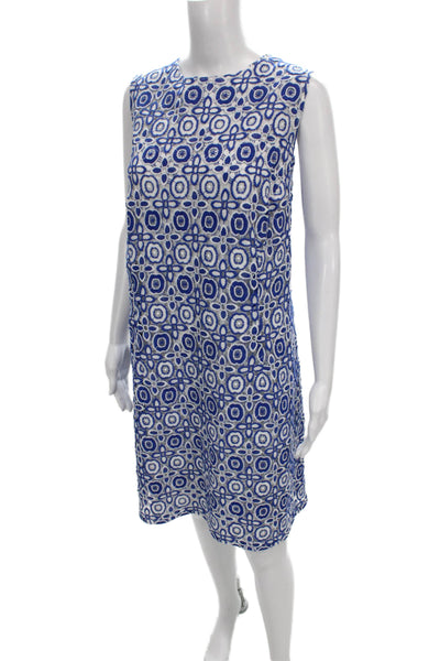 BB Dakota Womens Plus Shift Dress Blue Cotton Sleeveless Geometric Knee Size 18