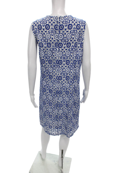 BB Dakota Womens Plus Shift Dress Blue Cotton Sleeveless Geometric Knee Size 18