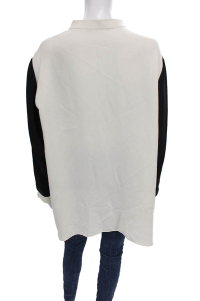 Lafayette 148 New York Women Black Tunic Blouse Silk Long Sleeve Size 2XL