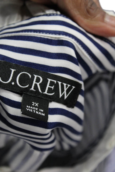 J Crew Womens Plus Striped Cupro Collared Button Up Top Long Sleeve Size 2X