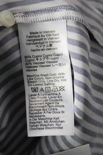 J Crew Womens Plus Striped Cupro Collared Button Up Top Long Sleeve Size 2X
