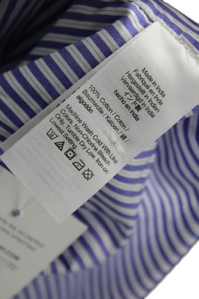 J Crew Womens Tunic Blouse Blue Striped Collared Button 3/4 Sleeve Size 3X