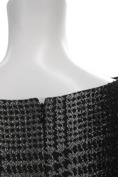 Lafayette 148 New York Women Black Check Boat Neck Zip Tank Plus Size 18