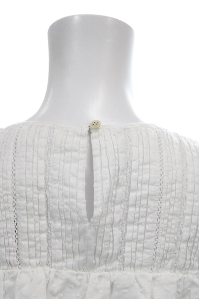 Veronica Beard Womens White Polka Dot Sleeveless Blouse Cotton Size 4