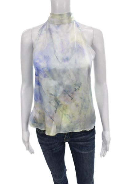 Generation Love Women Multicolor Silk Halter Sleeveless Geometric Blouse Size XS