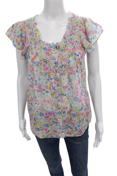Love Shack Fancy Women Multicolor Floral Sleeveless Cotton Blouse Size S