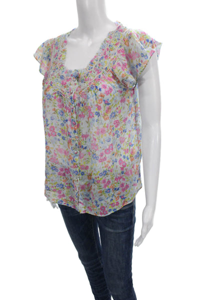 Love Shack Fancy Women Multicolor Floral Sleeveless Cotton Blouse Size S