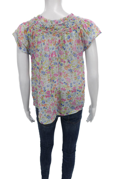 Love Shack Fancy Women Multicolor Floral Sleeveless Cotton Blouse Size S