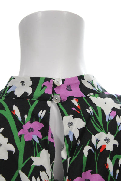 Veronica Beard Women Floral High Neck Cotton Blend Sleeveless Blouse Size 4