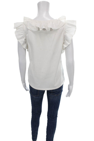 Veronica Beard Womens Basic V-Neck Sleeveless White Blouse Size S