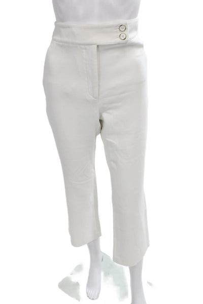 Veronica Beard Women Cropped Pants White Button Viscose Size 4