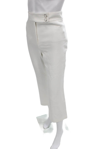 Veronica Beard Women Cropped Pants White Button Viscose Size 4
