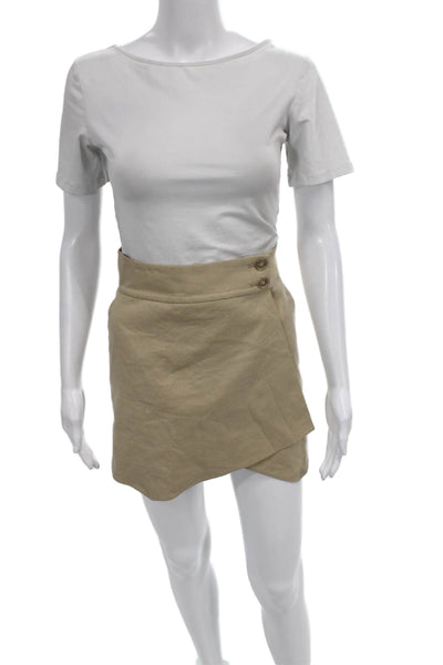 Veronica Beard Women Wrap Linen Button Short Skirt Beige Size 4