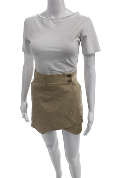 Veronica Beard Women Wrap Linen Button Short Skirt Beige Size 4