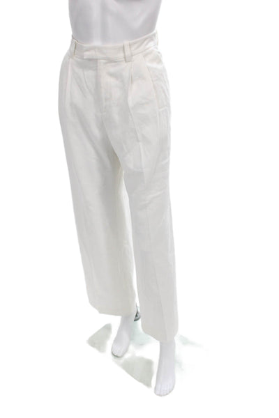 Favorite Daughter Womens Dress Pants White Linen Blend Solid Size 4
