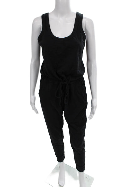 Leallo Womens Black Cotton Scoop Neck Sleeveless Jumpsuit Size S