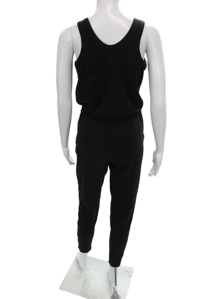 Leallo Womens Black Cotton Scoop Neck Sleeveless Jumpsuit Size S