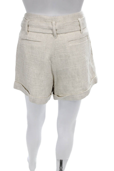 Generation Love Women Paperbag Shorts Beige Viscose Button Size S