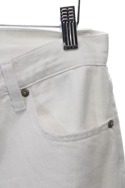 Pistola Women Straight White Mid Rise Distressed Cotton Jeans Size 26