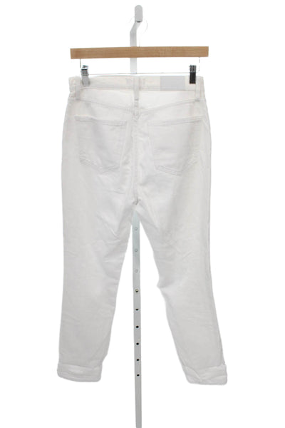 Pistola Women Straight White Mid Rise Distressed Cotton Jeans Size 26