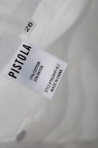 Pistola Women Straight White Mid Rise Distressed Cotton Jeans Size 26