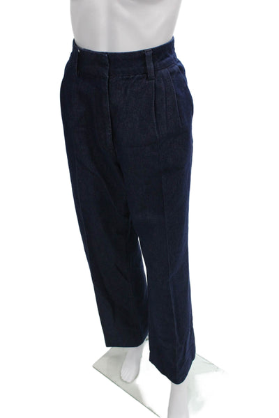 Favorite Daughter Women Blue Cotton Dress Pants High Rise Button Size 6