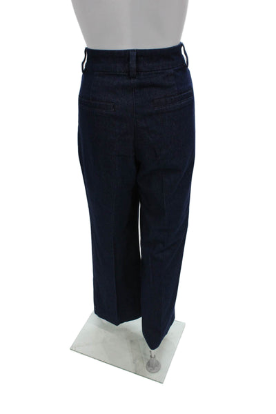 Favorite Daughter Women Blue Cotton Dress Pants High Rise Button Size 6