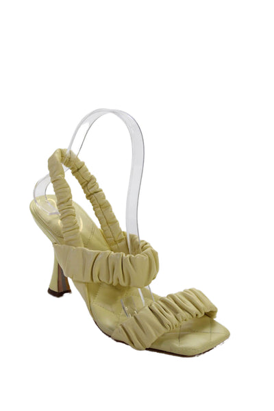 Sam Edelman Womens Leather Ruched Slide On Sandals Yellow Size 7
