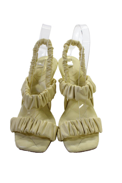 Sam Edelman Womens Leather Ruched Slide On Sandals Yellow Size 7