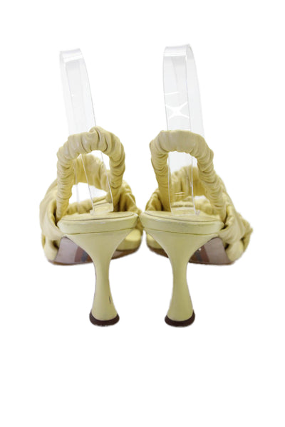 Sam Edelman Womens Leather Ruched Slide On Sandals Yellow Size 7