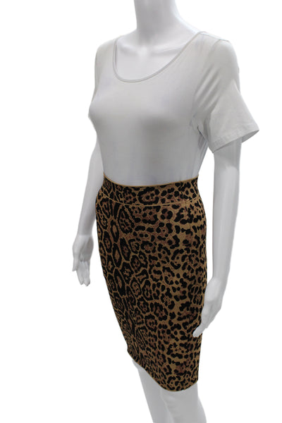 BCBGMAXAZRIA Women Straight Pencil Brown Animal Print Short Skirt Size S