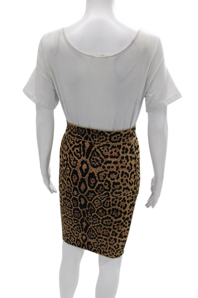 BCBGMAXAZRIA Women Straight Pencil Brown Animal Print Short Skirt Size S
