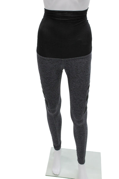 Beyond the Bump Women Compression Leggings Gray Flecked Yoga Maternity Size S
